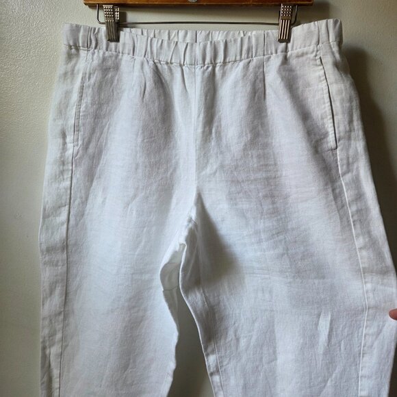 EUC LIKE NEW J JILL LOVE LINEN WHITE 100% LINEN MINIMALIST CROP WIDE LEG PANTS S - Picture 3 of 16